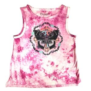 Mudd Tie Dye Butterfly‎ Tank Top Pink Sleeveless T-Shirt Girls 14